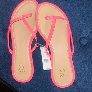 New York & Company Pink T-Strap Sandals